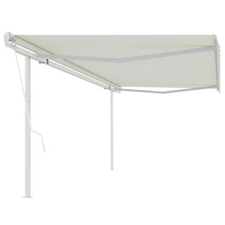 Auvent Rétractable Automatique Avec Poteaux 5x3 M Crème