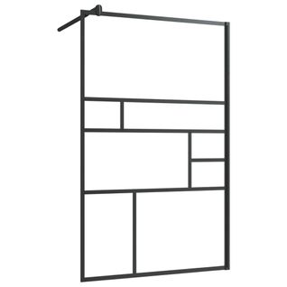 Paroi De Douche 100x195 Cm Verre Esg Transparent Cadre Alu Noir Barre Réglable