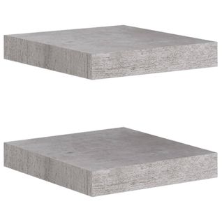 Étagères Murales Flottantes 2 Pièces Gris Béton 23x23,5x3,8 Cm Mdf