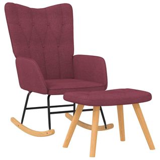 Chaise à Bascule Avec Tabouret Rouge Bordeaux Tissu