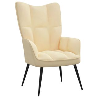 Chaise De Relaxation Blanc Crème Velours