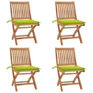 Chaises Pliables De Jardin Avec Coussins 4 PCs Teck Solide