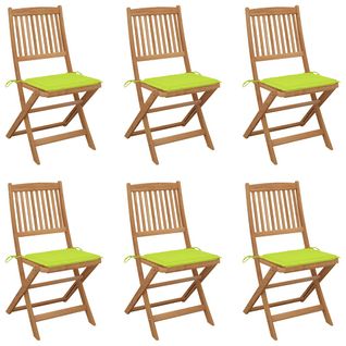 Chaises Pliables De Jardin Lot De 6 Avec Coussins Bois D'acacia