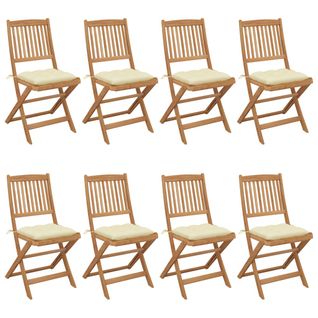 Chaises Pliables De Jardin Lot De 8 Avec Coussins Bois D'acacia