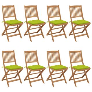 Chaises Pliables De Jardin Lot De 8 Avec Coussins Bois D'acacia