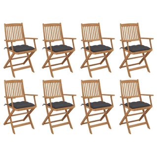 Chaises Pliables D'extérieur Et Coussins Lot De 8 Bois D'acacia