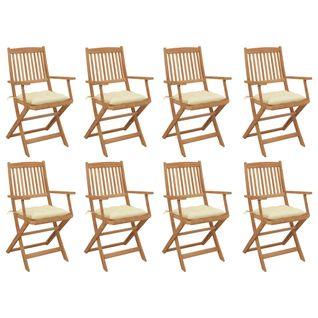 Chaises Pliables D'extérieur Et Coussins Lot De 8 Bois D'acacia