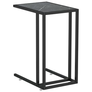 Table D'appoint Ordinateur Marbre Noir 50x35x65 Cm Verre Trempé