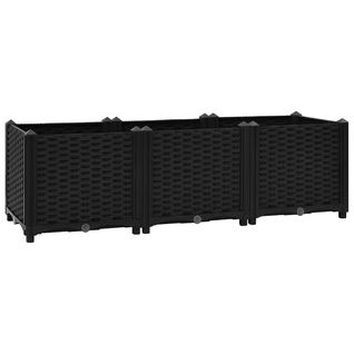 Lit Surélevé 120x40x38 Cm Polypropylène Pot à Plantes Boîte à Fleurs Terrasse Extérieur