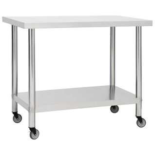 Table De Travail De Cuisine Avec Roues 100x60x85 Cm Inox