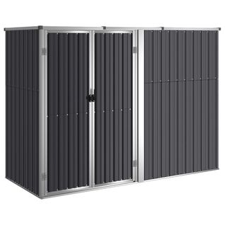 Abri De Jardin Anthracite 225x89x161 Cm Acier Galvanisé Avec Porte 99x152 Cm