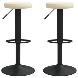 Tabourets De Bar Lot De 2 Crème Velours