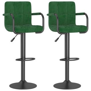 Tabourets De Bar Lot De 2 Vert Foncé Velours