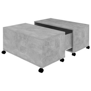 Table Basse Gris Béton 75x75x38 Cm Bois Contreplaqué