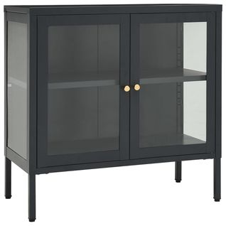 Buffet Anthracite 70x35x70 Cm Acier Et Verre