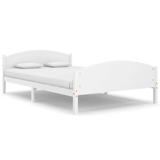 Cadre De Lit Sans Matelas Blanc Bois De Pin Massif 140x200 Cm
