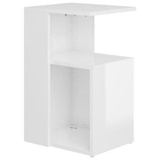Table D'appoint 36 X 30 X 56 Cm En Bois Contreplaqué Blanc Brillant