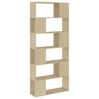 Bibliothèque, Séparateur De Pièce, Chêne Sonoma, 80 X 24 X 186 Cm, Étagère à 6 Compartiments