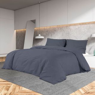 Ensemble De Housse De Couette Anthracite 220x240 Cm Coton