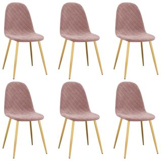 Chaises À Manger Lot De 6 Rose Velours