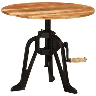 Table D'appoint 60x(42-62) Cm Bois Massif D'acacia Et Fonte