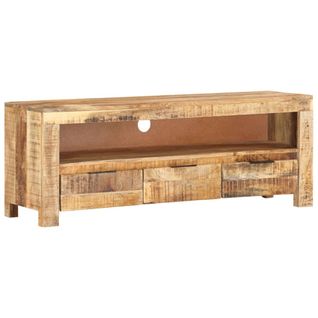 Meuble TV 110x30x40 Cm Bois De Manguier Brut