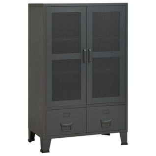 Coffre De Rangement Industriel Anthracite 70x40x115 Cm Métal
