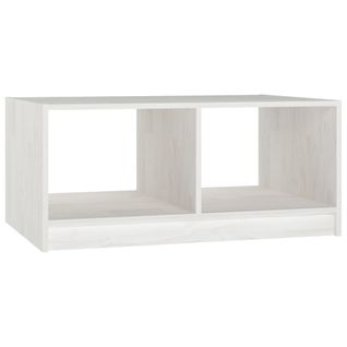 Table Basse Blanc 75x50x33,5 Cm Bois De Pin Massif