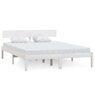 Cadre De Lit Sans Matelas Blanc Bois Massif 140x190 Cm