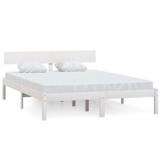 Cadre De Lit Sans Matelas Blanc Bois Massif 120x200 Cm