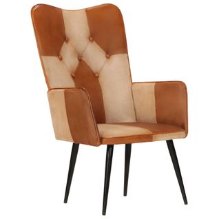 Fauteuil Accoudoir Vintage En Cuir Véritable Orwell