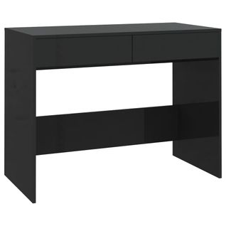 Bureau Noir 101x50x76,5 Cm En Bois Contreplaqué Avec 2 Tiroirs, Table D'étude Pour La Maison