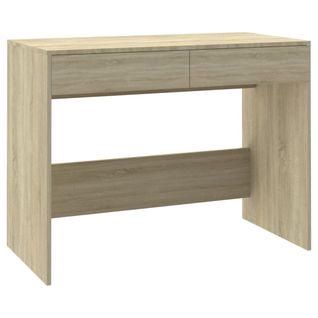 Bureau 101x50x76,5 Cm En Chêne Sonoma, Bois Contreplaqué, 2 Tiroirs, Table De Bureau Robuste