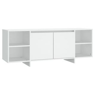 Meuble TV Blanc 130x35x50 Cm Bois Contreplaqué