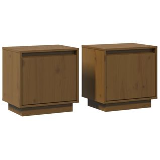 Tables De Chevet 2pcs Marron Miel 40x30x40cm Bois De Pin Solide