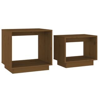 Tables Basses Gigognes 2 Pièces Marron Miel Bois De Pin Massif