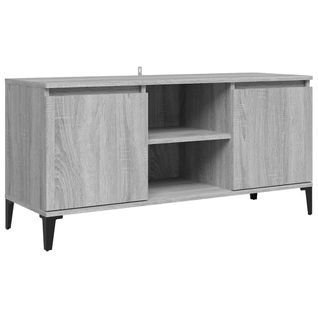Meuble TV 103,5 X 35 X 50 Cm Gris Sonoma Avec Pieds En Métal, 2 Étagères Et 2 Compartiments