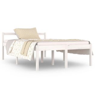 Cadre De Lit Blanc Bois Massif 120x190 Cm Petit Double