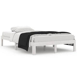 Cadre De Lit Sans Matelas Blanc Bois De Pin Massif 120x200 Cm