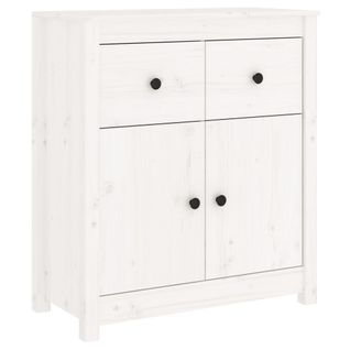 Buffet Blanc 70x35x80 Cm Bois Massif De Pin