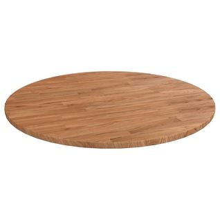 Dessus De Table Rond Marron Clair Ø70x1,5 Cm Bois Chêne Traité