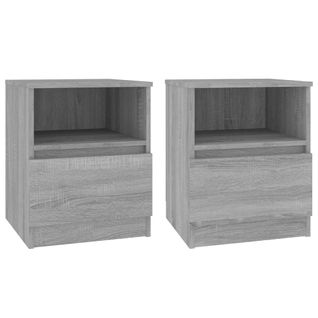 Tables De Chevet 2 Pièces Sonoma Gris 40x40x50cm Bois Contreplaqué
