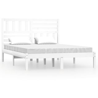 Cadre De Lit Sans Matelas Blanc Bois De Pin Massif 140x190 Cm