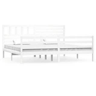 Cadre De Lit Sans Matelas Blanc Bois Massif 200x200 Cm