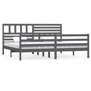 Cadre De Lit Sans Matelas Bois Massif Gris 200x200 Cm