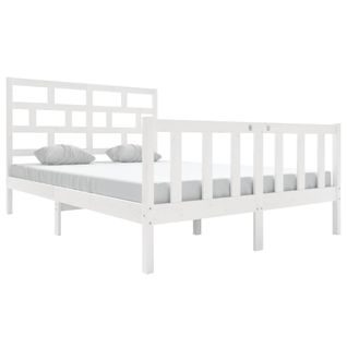Cadre De Lit Sans Matelas Blanc Bois Massif 120x200 Cm