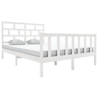 Cadre De Lit Sans Matelas Blanc Bois Massif 160x200 Cm