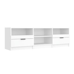 Meuble TV Blanc 150x33,5x45 Cm Bois Contreplaqué