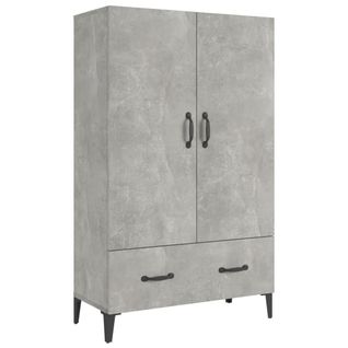 Buffet Haut Gris Béton 70x31x115 Cm Bois Contreplaqué