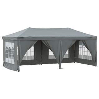 Tente De Réception Avec Parois Pliable Anthracite 3x6 M Chapiteau Belvédère Patio Extérieur